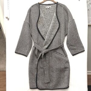Second Female M Medium CLARE SALT & PEPPER CAPE Wool Tie Belt‎ Pockets